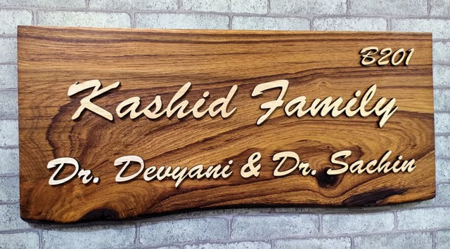 wooden nameplate